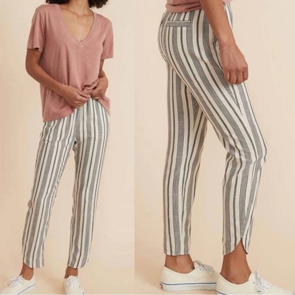 🎁HP🎁 Marine Layer Allison Pant White/Navy Strips Front Pockets Regular Large EUC - Picture 3 of 15